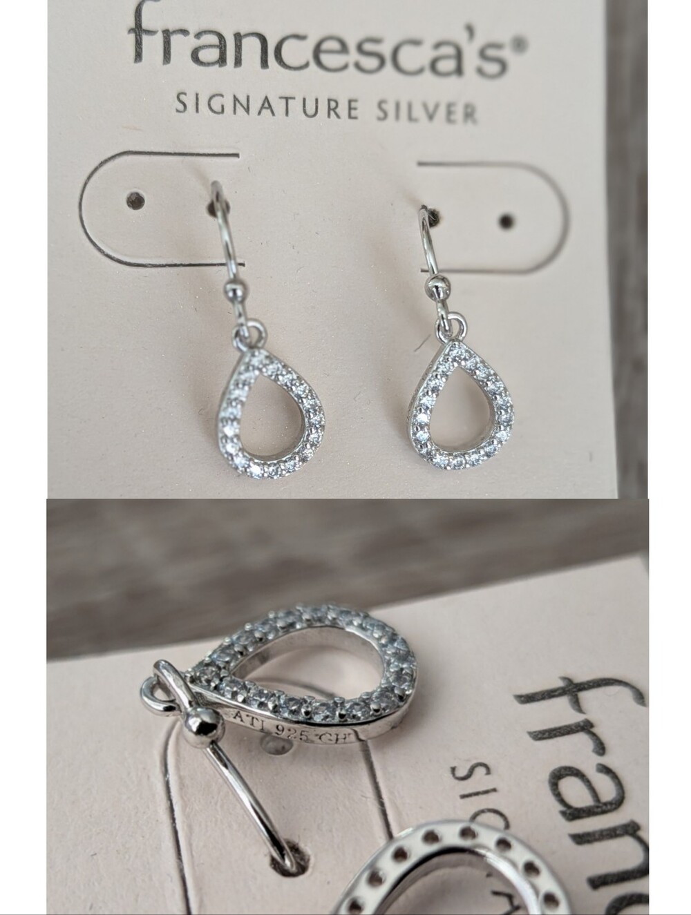 NWT 925 Sterling Silver Rhinestone earrings NWT